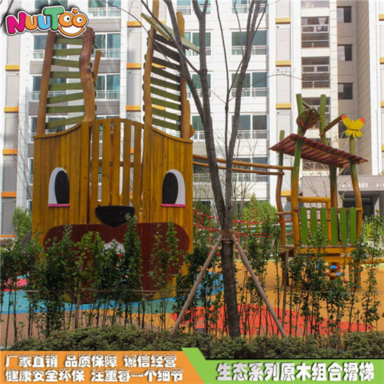 亞太商谷小區(qū)美式風(fēng)格實木組合滑梯_樂圖非標(biāo)游樂